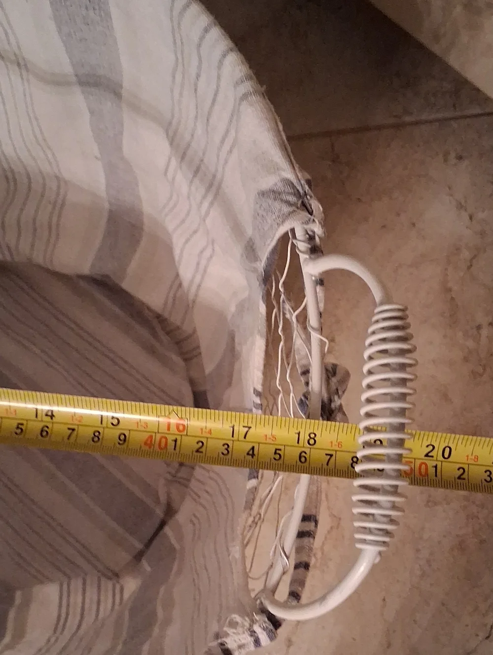 Wire Basket with Striped Fabric Liner